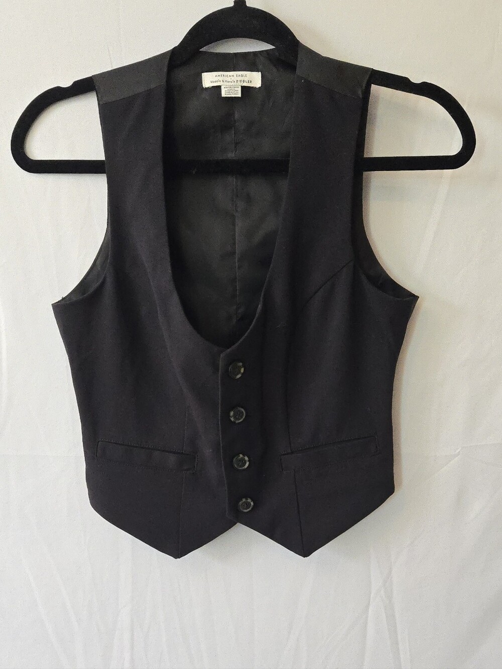 American Eagle Outfitters Black Women's Tailored Button Vest Women's XS